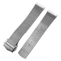 FKMBD Solid Titanium Alloy 19mm 20mm Watchband for Omega 007 Seamaster Diver 300 Watch Strap Woven Metal Bracelets