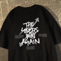 Tshirt Oversize Baju Kaos Pria Distro Original 100% Tebal The Losers Win Again Coretan Bahasa inggri
