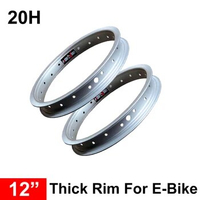 Silver 12 Inch E Bike Rim 20 Holes 3MM Thick Folding Bicycle Rim Lithium Electric Bike Ring Aluminum Alloy Wheel Rim Customized