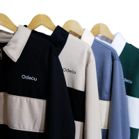 ODECU JAKET RUGBY PREMIUM SWEATER PRIA WANITA Fleece Kain Panjang Zipper Crewneck Nyaman Sablon