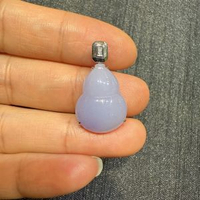 【PA46】翡翠18k金鑲嵌紫羅蘭葫蘆吊墜