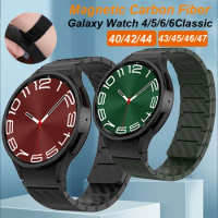 No Gaps Magnetic Carbon Fiber Strap For Samsung Watch 4 6 Classic 47mm 43mm 5Pro 45 42 46mm Bracelet Galaxy Watch 4 5 6 40 44mm