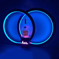 Double Rings LED Bar Shelf Light Up Liquor Bottle Display Presenter Ultimate LED Wine Champange Hennessy Bottle Showcase Carrier