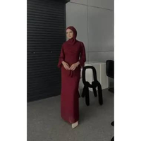 Ameena Dress Ceruti Ootd Hijab Fashion Simple Seragam Bridesmaid Kondangan BIGSIZE DRESS+HIJAB MAROO