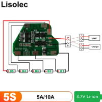 5S Li-ion BMS 18.5V 5A 10A PCB PCM For 18650 Lithium Battery Pack PC Adapter BMS