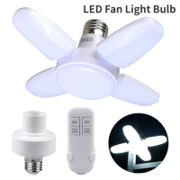 LED Fan Light Bulb E27 220V 28W Smart Remote Control Lighting Lamp Timing Function For Living Room Bedroom Garage