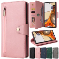 Wallet Rivet Buckle Zipper Leather Case For Xiaomi Redmi 12 12 Pro Plus 5G 11T 11T Poco X5 X5 Pro Cover