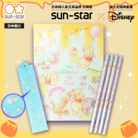 【sun-star】小熊維尼文具套組(2B鉛筆4入＋折疊尺＋墊板)