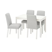 EKEDALEN/BERGMUND 餐桌附4張餐椅, 白色/orrsta 淺灰色/白色