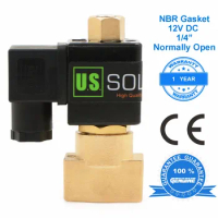 U.S. Solid 1/4" Brass Electric Solenoid Valve 12 V DC, Normally Open Air Water NBR CE ISO Certificated