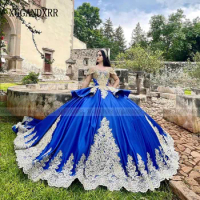 Luxury Ball Gown Blue Quinceanera Dress 2024 Princess Sweet 16 Dress Mexican Vestidos De 15 Años Quinceañeras Long Train Pageant