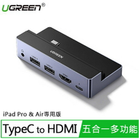 【現折$50 最高回饋3000點】       UGREEN綠聯USB-C五合一集線器 PD100W iPad Pro &amp; Air專用版