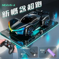 兒童手勢感應遙控車玩具新能源充電汽車四驅未來概念賽車男孩禮物磨砂黑【手柄遙控】標配單電【1組鋰電池+遙控器電池】