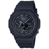 【CASIO 卡西歐】G-SHOCK 八角錶殼耐衝擊運動太陽能藍牙雙顯腕錶/黑(GA-B2100-1A1)