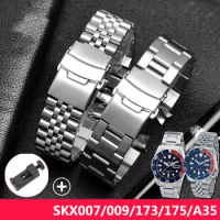For Seiko Stainless Steel Band Skx007 Skx009 SRPD63K1 Skx173/175/A35 20mm 22mm Strap Srpd Jubilee Curved Bracelet Accessories