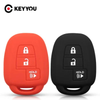 KEYYOU Key Rings For Toyota Camry Corolla RAV4 Vios Prius C Highlander 2012 2013 2016 2017 2018 Silicone Car Key Case 2+1 Button