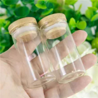 25ml Glass Bottle With Bamboo Lid Empty Airtight Bottles Food Grade Tea Liquorice Candy Jars Wholesale 50pcs