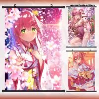 Game Hololive YouTube Sakura Miko HD Wall Scroll Roll Painting Poster Hang Poster Home Decor Collectible Decoration Art Gift