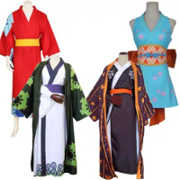 Roronoa Zoro Cosplay Costumes Anime Wano Country Cosplay Kimono Robe Cloak Belt Full Suit Wano Kuni 