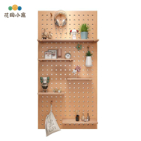 洞洞板 置物架 實木 定制 展示架 入戶電表箱掛鉤配件免打孔桌面造型墻[PP0502002]