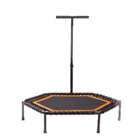 Silent Mini Trampoline with Adjustable Handle Bar, Fitness Indoor Trampoline, Bungee Rebounder, Jumping Cardio Trainer, Workout,