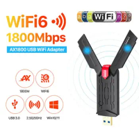 USB 3.0 1800M Wifi 6 Adapter Dual Band 5GHz 2.4Ghz 802.11AC Wifi Dongle High Performance Network Card For Laptop Desktop UAX03