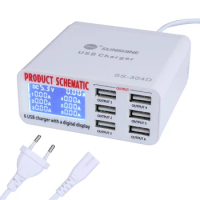 100V-240V Phone Repair Tools 6 Port USB Fast Charger With LCD Display for iPhone iPad Samsung Mobile Phone Repair Tool