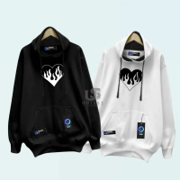 Unisky Switer Hoodie Pasangan Heart Motif Romantis Size M L XL XXL Sweater Polos Untuk Pria Wanita T
