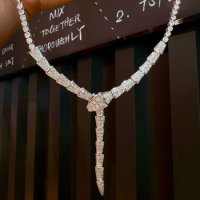TJ2024 Diamonds Nature White Diamonds Necklace Solid 18K White Gold for Women Fine Holidays' Presents