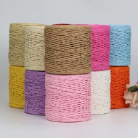 100G Raffia Yarn Knitting Paper Straw Yarn for Crocheting Hat Fancy Yarn Flower Packing Summer Fashion Handmade Material