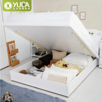 【YUDA 生活美學】純白色 安全裝置 收納掀床/床架 雙人5尺(新竹以北免運)