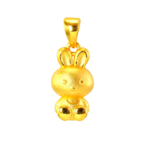 【2sweet 甜蜜約定】兔年純金硬金墜飾立體坐姿福氣兔款-約重0.36錢(兔年金飾 寶寶 彌月禮)