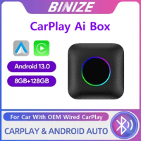 Binize CarPlay AI Box Android 13.0 SDM660 Octa-Core Wireless CarPlay Android Auto 4G LTE For Car With OEM CarPlay FOTA Upgrade