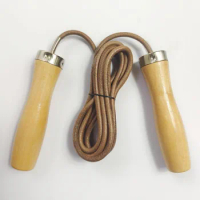 Jump Rope Professional Leather Ropes Rapid Speed Jumping Rope Wooden Handle Weighted Skipping Rope Gym Fitness Slim Body