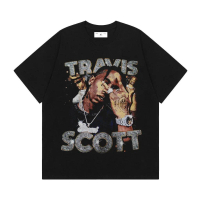T-Shirt Travis Scott Black Tees Combed Kaos