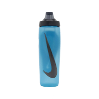 【NIKE 耐吉】水壺 Refuel Bottle 24oz 藍 黑 掀蓋式 可擠壓 止滑 單車 運動水壺(N100766842-024)