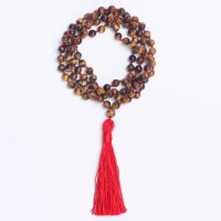 Tiger Eye Necklace 108 Beads Mala Necklace Tassel Necklaces Yoga Jewelry Japa Mala Prayer Beads Meditation Knotted Necklaces