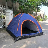 Tenda Camping HY 024 Dome 6 Orang Waterproof Frame Fiber Camping Outdoor Gathering Pramuka biru