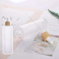 【生活+】高質感木紋磨砂滴管瓶50ml-4入組(磨砂玻璃瓶 分裝瓶 精華液 精油 旅遊 香水 化妝水 出國旅行)