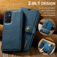 DG.Ming Cowhide Leather Bifold Wallet Case For Oneplus 9 Pro / Oneplus 9RT Magnetic Detachable Card Pockets Stand Cover