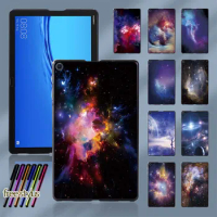 Space Pattern Tablet Case for Huawei MediaPad M5 Lite 10.1 Inch/MediaPad M5 10.8 Inch Durable Plastic Tablet Back Shell + Pen