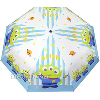 小禮堂 迪士尼 三眼怪 自動傘 折疊傘 雨陽傘 遮陽傘 折傘 雨具 加大型 (藍白 直紋)