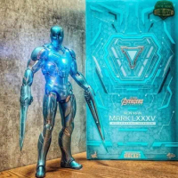 Original Hot Toys Model Kit Mms646 1/6 The Avengers 4 Iron Man Mk85 Holographic Anime Action Figure Model Robot Kids toy Gifts