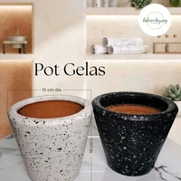 Pot Marble Model Gelas Motif Marmer Putih Hitam | Pot Hias Minimalis untuk Sukulen dan Kaktus Tataka