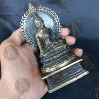 Pajangan Patung Budha Warna Hitam Kombinasi Kuning Emas