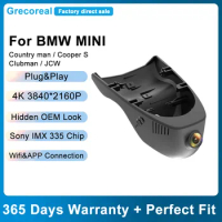 Grecoreal Dash Camera Car Dashcam for BMW Mini Cooper Clubman Countryman OEM Front Rear Dual Dash Cam 4K Wifi Car DVR Plug Play