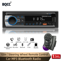 BQCC Car Radio 1 Din MP3 Player Digital Bluetooth Car Stereo Player FM Radio Stereo Audio Music USB With Steering Wheel Control