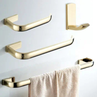 Luxury Gold Color Brass Bathroom Hardware Set Bath Robe Hook Towel Rail Bar Rack Bar Tissue Paper Holder Bathroom Accessories