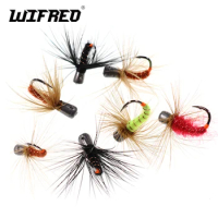 6PCS 1g 0.8g 0.5g 0.3g Weighted Buggy Worm Fly Ice Fishing Lure Jigs Fast Sinking Nymph Flies Bait for Winter Northland Fishing