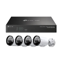 【TP-Link】4K HDMI 8路 PoE+網路監控主機+800萬畫素 戶外全彩槍型監視器 4台(智慧監控組合 商辦)